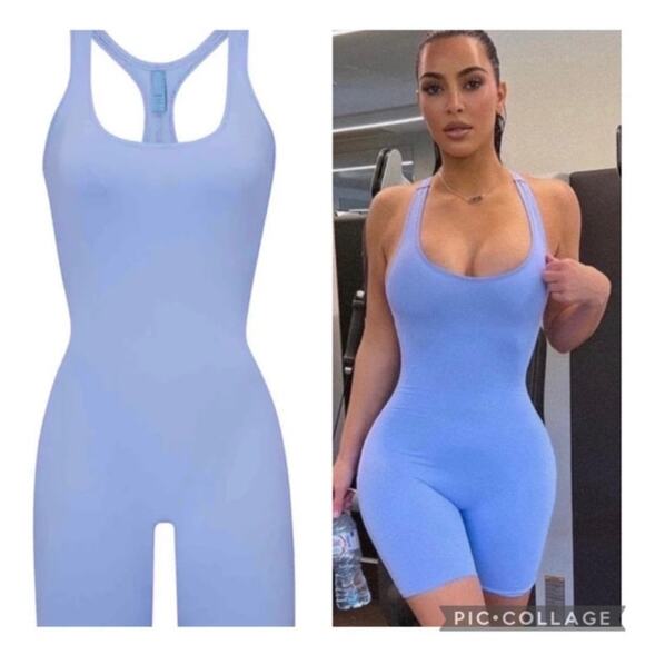 NWT RARE SKIMS Size Small Women’s Swim Cycle Suit One Piece Periwinkle Blue - Picture 2 of 6